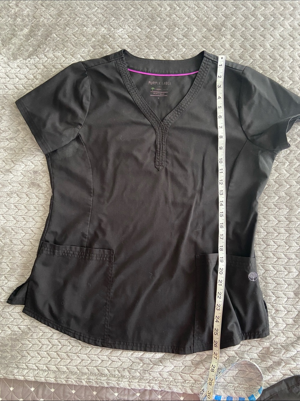 Women’s Large Black Healing Hands Scrub Top